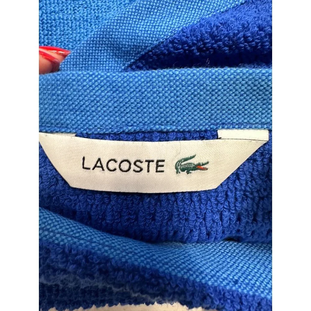 LACOSTE Bath Towels Luxury Blue Cotton Big Crocodile Logo 30 x 52 NWT